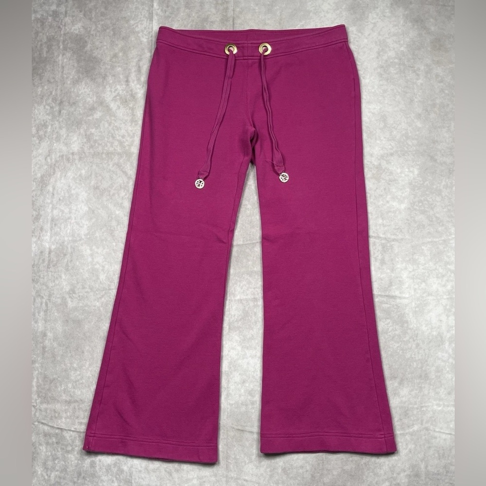 Tory Burch Flare Pants Womens S Fuchsia Wide Leg Tory Sweatpants Play Collection